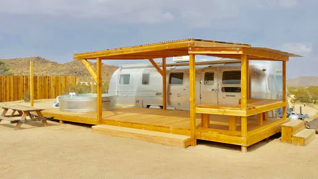 The Moon Yacht Airstream with custom built deck
