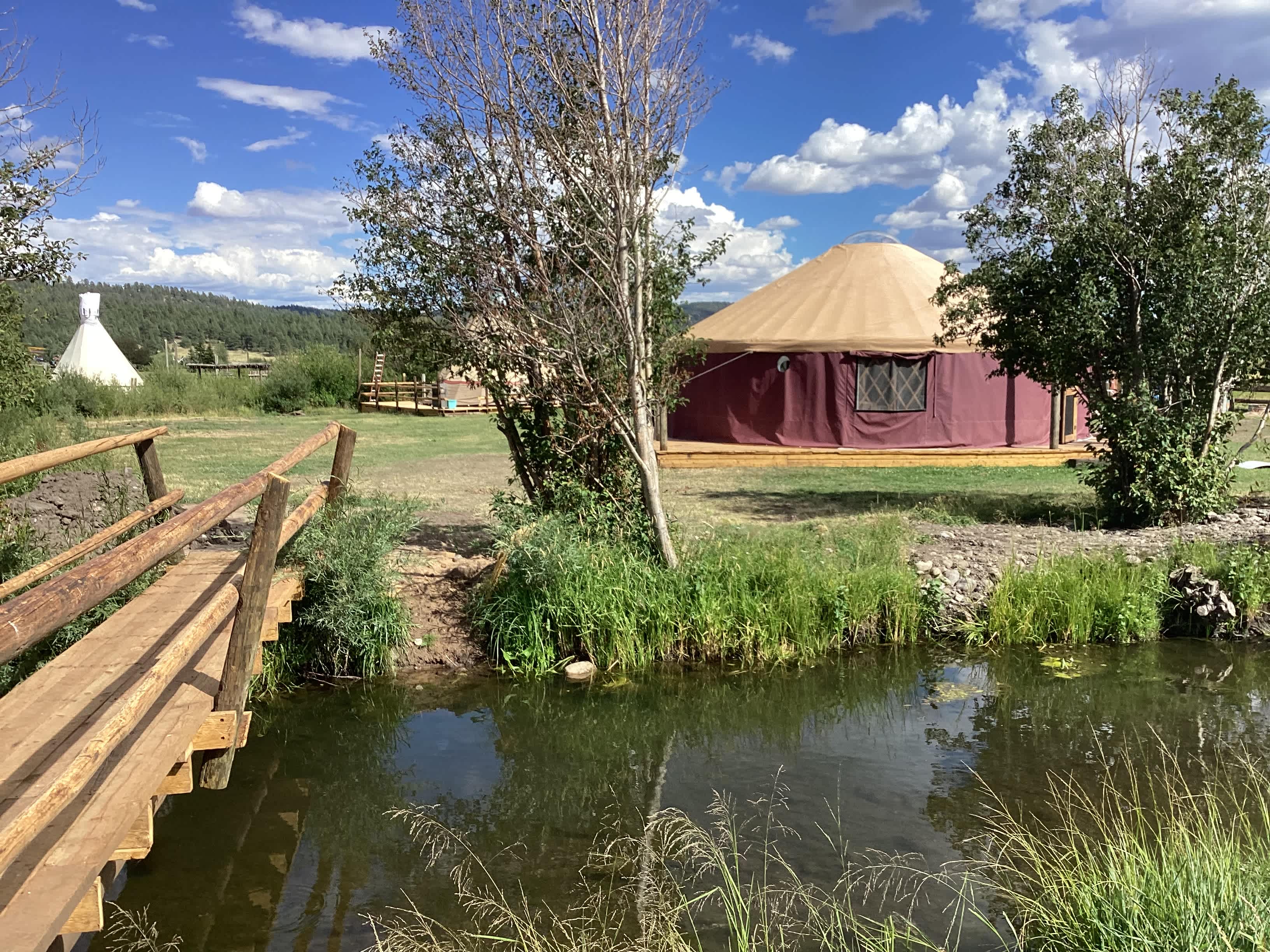 Creekside Glamping Tipis on Off-Grid, 70 Acre Working Ranch