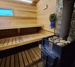 Wood-fired sauna. 