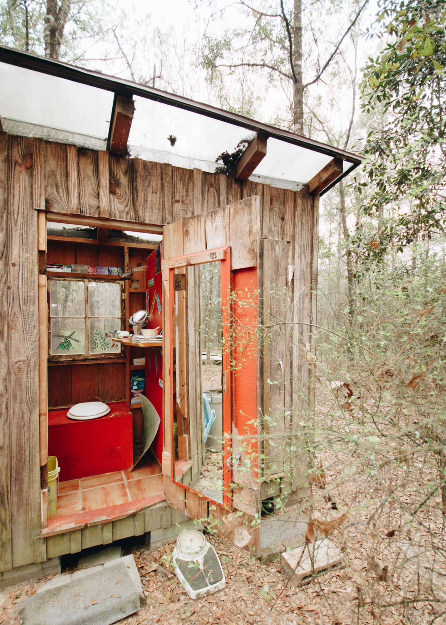 The bathroom has all you need, including a good view!