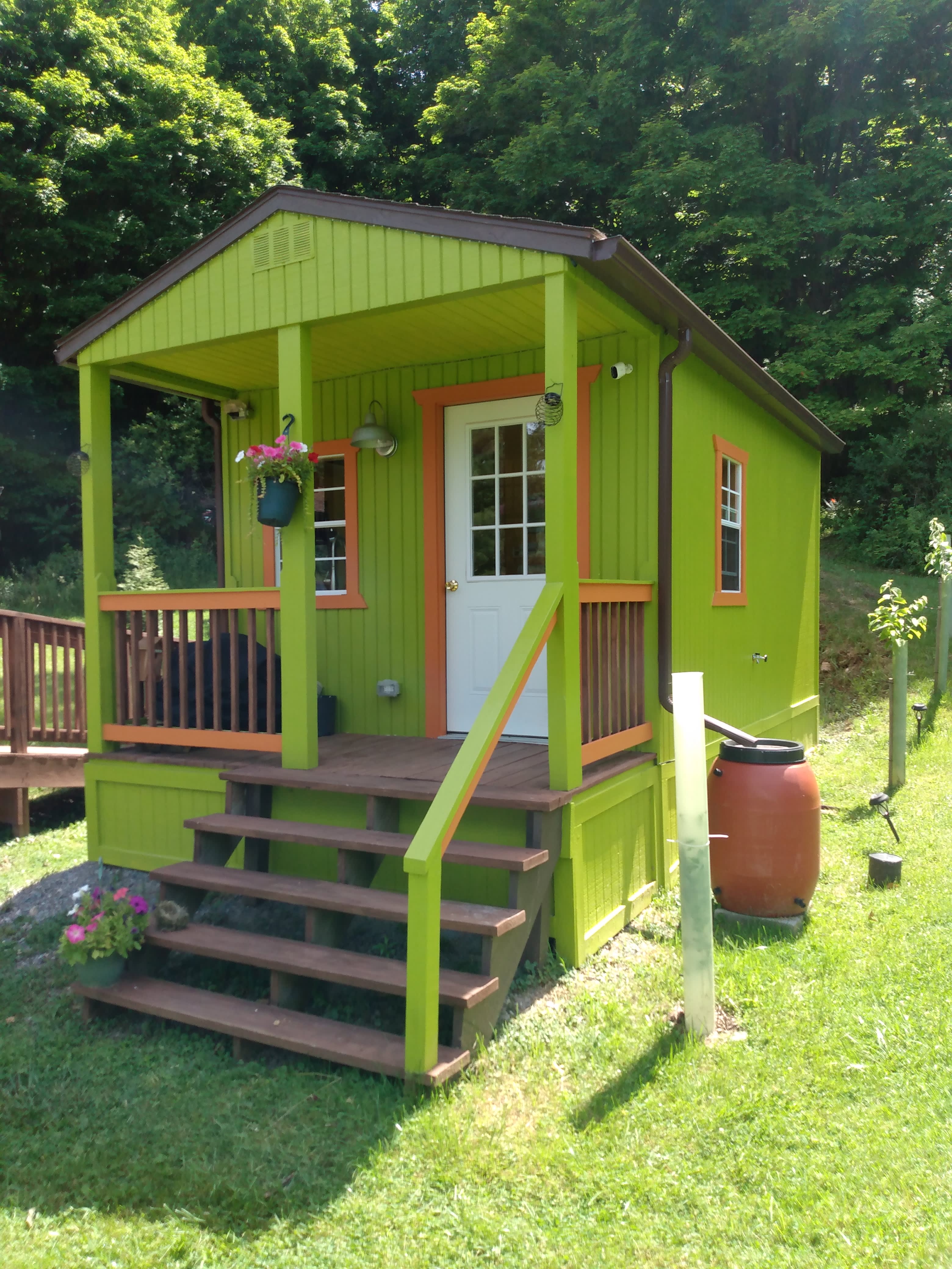 The WaterShed, with bathrooms, hot water shower and kitchenette, with microwave, small fridge, coffee maker and more.